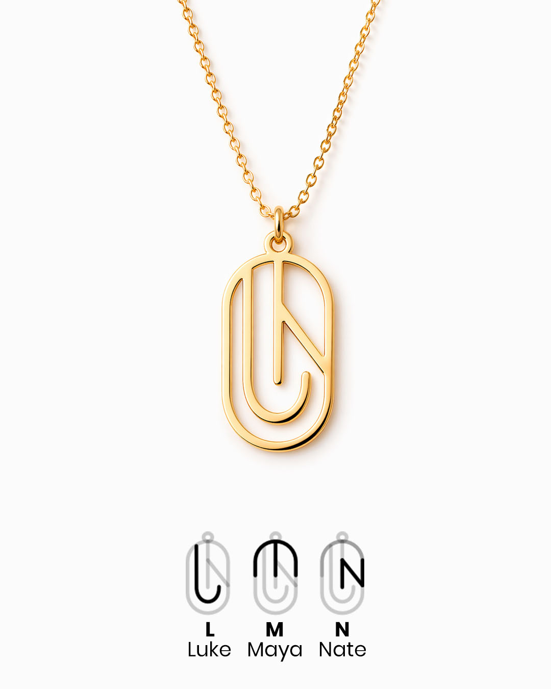Slim Oval Monogram Necklace