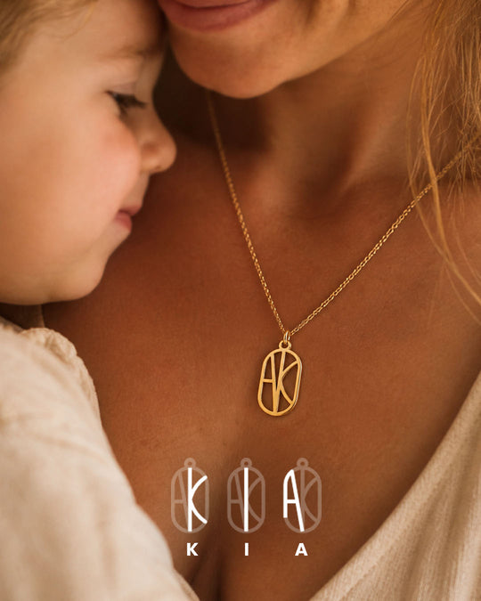 Slim Oval Monogram Necklace