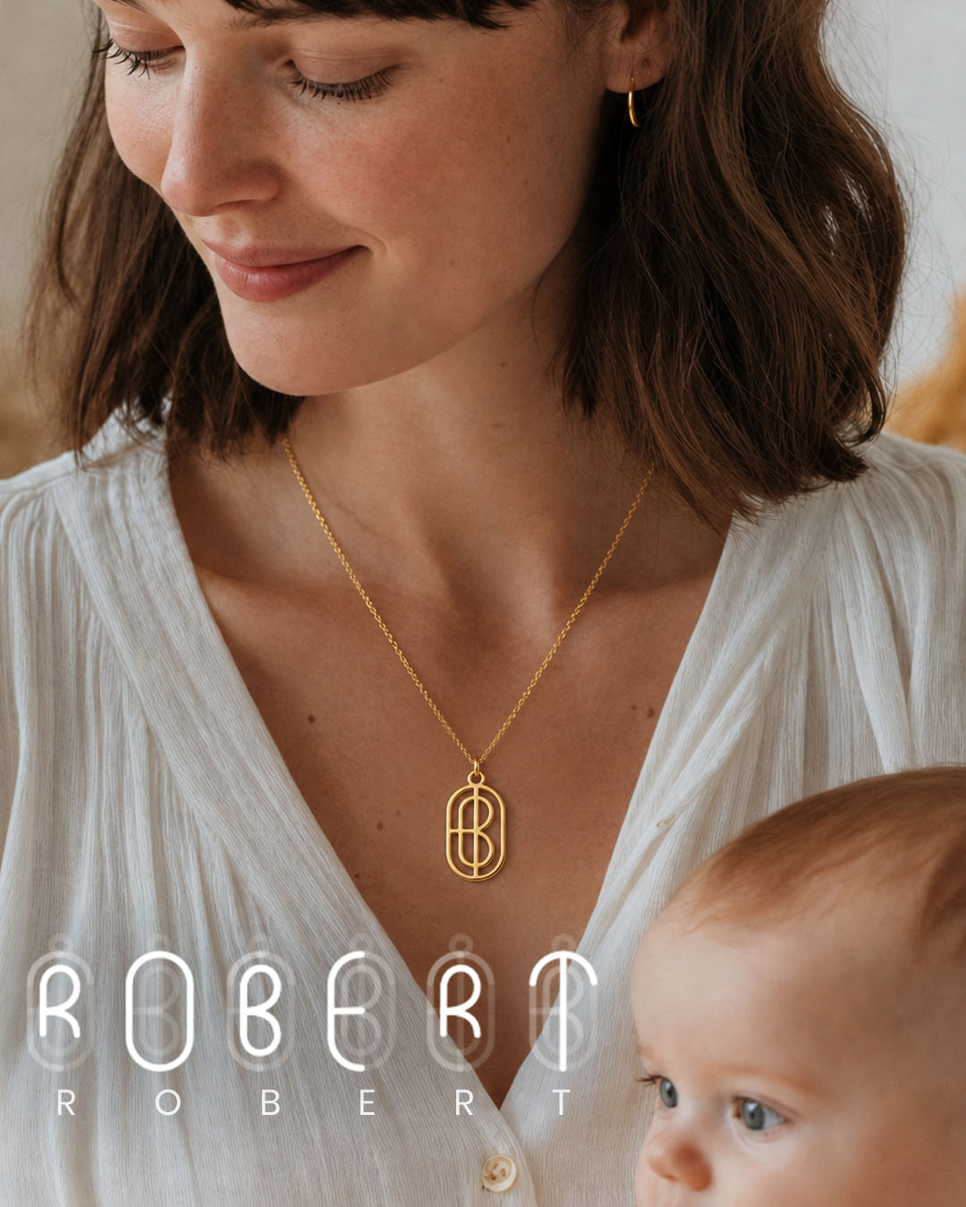 Slim Oval Monogram Necklace