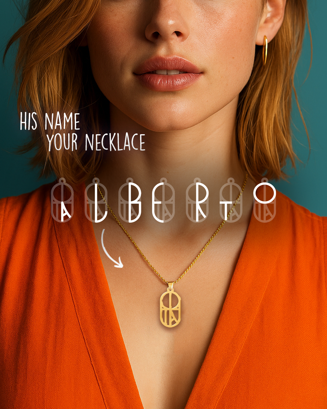 Slim Oval Monogram Necklace