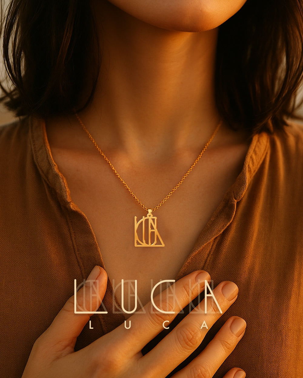 Frameless Monogram Name Necklace