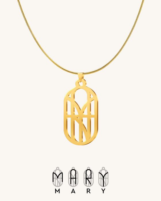 Slim Oval Monogram Necklace